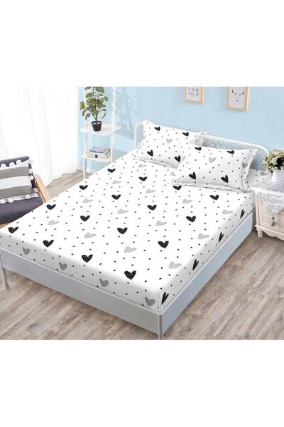 OEM Elastic Bed Cover with 2 Pillowcases, 3 Pieces, Satin Cotton, 180x200cm, ...
