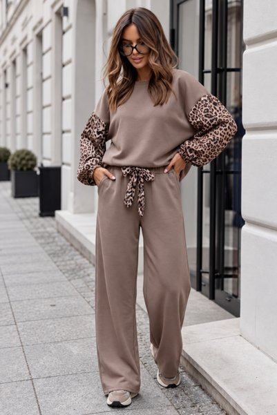 FashionForYou Trening supradimensionat de damă ROARSET, cu bluză cu mâneci cu...