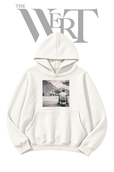 THEWERT Children's Soccer Apartment Unprinted White Hooded Sweatshirt (2-Ply)