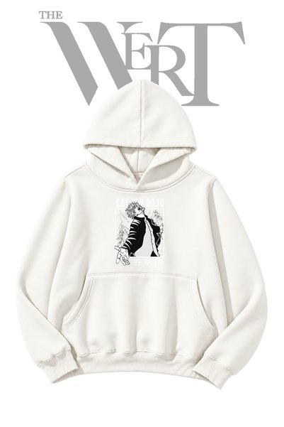THEWERT Gojo Satoru_3 Pre-Printed White Hooded Sweatshirt (2-Ply)