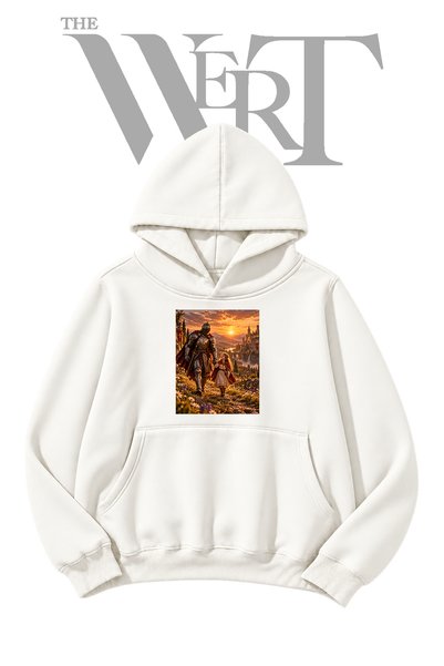 THEWERT Sovalye Girls' Pre-Printed White Hooded Sweatshirt (2-Ply)