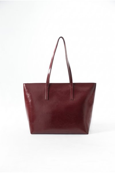 Lilivo Bags Isabel Shiny Faux Leather Oversized Shoulder Bag, Burgundy