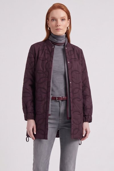 Kayra Pinstripe Quilted Tunic, Burgundy-81030
