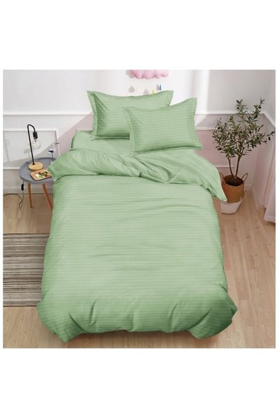 OEM Lenjerie de pat, cearșaf cu elastic, damasc, 140x200cm, 4 piese, 1 persoa...