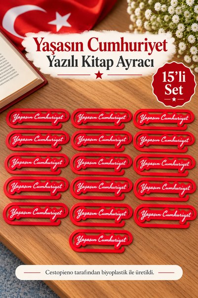 CESTOPİENO Živi Republika – Set od 15 crveno-belih obeleživača za knjige od b...