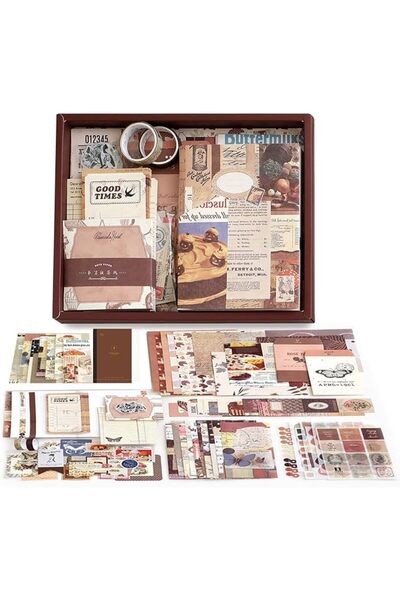 Coocicyi Vintage Aesthetic Scrapbook Kit, 155pcs Bullet Junk Journal Kit with...