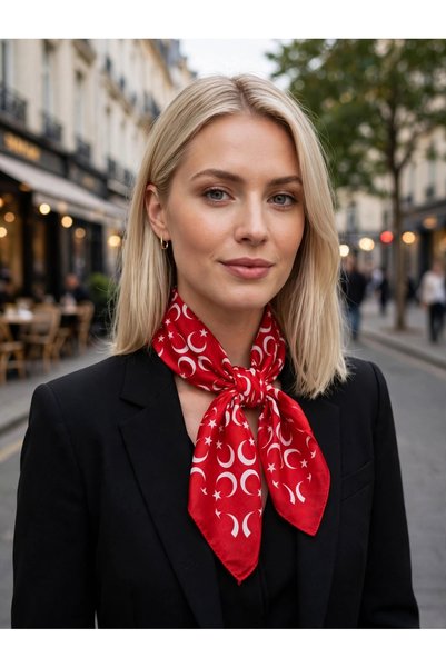 Nöşre Design Turkish Flag-Themed Scarf/Bandana, 50 x 50