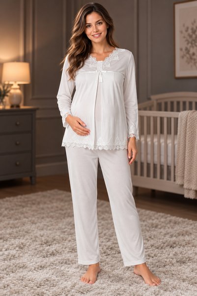 by İGP Adjustable Cotton Pajama Set for Pregnant Women and New Mothers, with ...