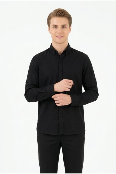 TARZIM SPOR GİYİM Men's Armure Fabric Bengaline Long-Sleeve Slim Fit Shirt
