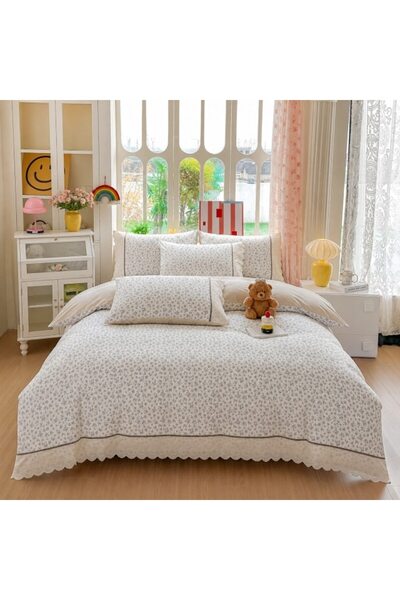 JOJO HOME Lenjerie de pat pentru pat dublu, cearșaf cu elastic, Jojo Home, bu...