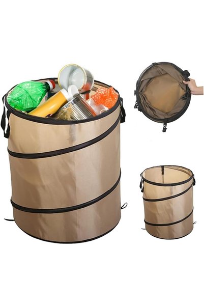 KASTWAVE Collapsible Trash Can, Pop Up Garden Waste Bag, 10 Gallon Camping Bi...