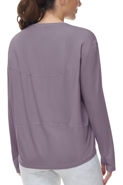 GENERAL The Gym People Women's Long Sleeve Loose Fit Back Thumb Hole Sports Tops