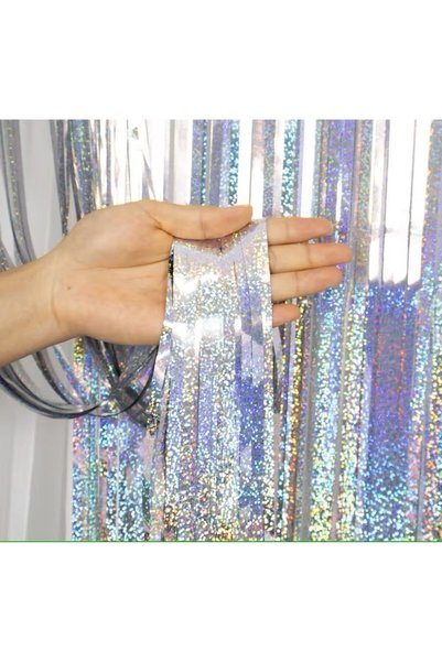 OEM Μεταλλική Ασημένια Κουρτίνα για Πάρτι 1x2m (P012956)