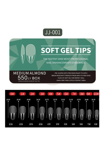 Choice JJ-001 Box 550Piece Medium and short soft gel nail tips Medium Apricot...