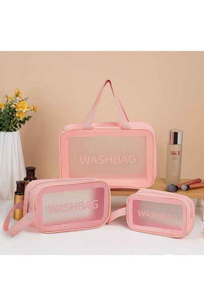 Choice Large size pink Homefish Frosted Semi-Transparent PVC Makeup Toiletry ...