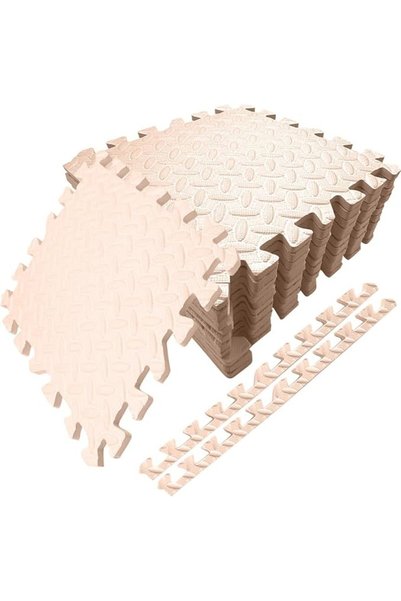 Portalov Interlocking Foam Mats,Beige 12 Packs 30x30cm Non-Slip Puzzle Floor ...