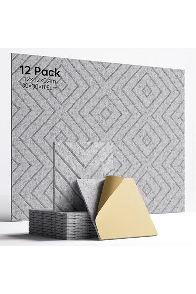 KASTWAVE Sound Proof Foam Panels for Walls, 12 Pack Self-Adhesive Acoustic Pa...