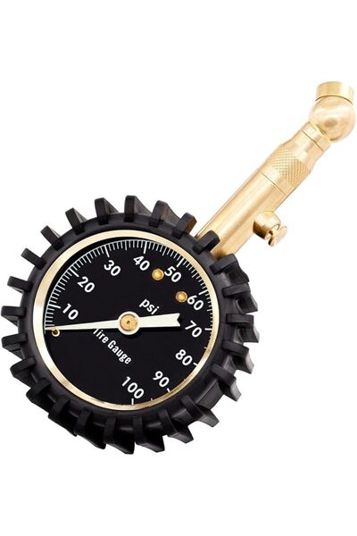 JOYZZZ Heavy Duty Tire Pressure Gauge, Gold 0-100 PSI with Large 2 Inch Dial,...