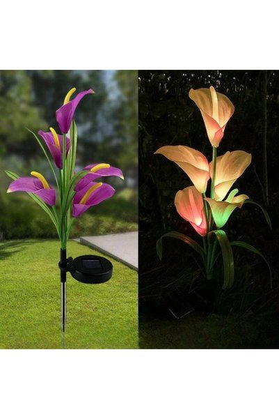 DAMUR Lily-type LED solar light with 5 flowers, 75 cm height, for garden, Inn...