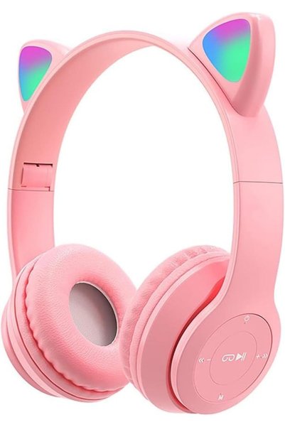X SPRING Xspring Cat Ear Kids Headphones, Wireless Bluetooth 5.0 with LED Lig...