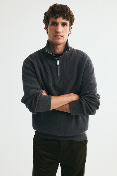 H&M Yarım Fermuarlı Kazak Regular Fit