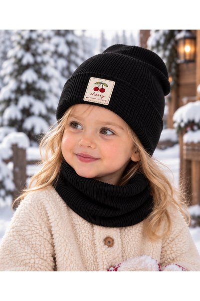 ygz junior Stretchy Ribbed Knit Beanie and Scarf Set
