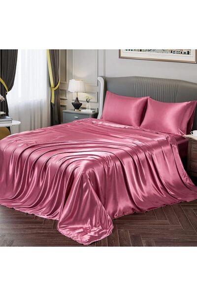 GENERAL Fontei Soft Silky Satin Full Size Bed Sheet Set, Beige Amber, 1 X Fit...