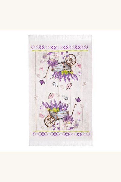 Comerivo Prosop de bucatarie din bumbac alb cu imprimeu lavanda, 60x35 cm, pe...