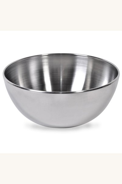 Comerivo Bol metalic rotund pentru servire, argintiu, din inox, 20 cm diametr...
