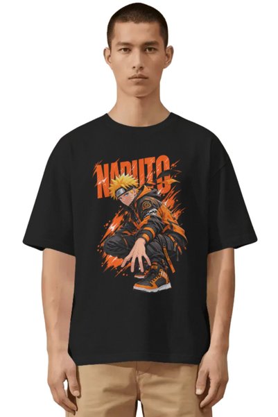 SEVBANO Tricou premium unisex oversize cu imprimeu pe față cu personajul Naru...