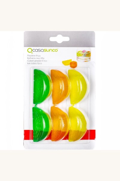 Comerivo Set 6 cuburi de gheata reutilizabile cu lamai colorate, pentru bautu...