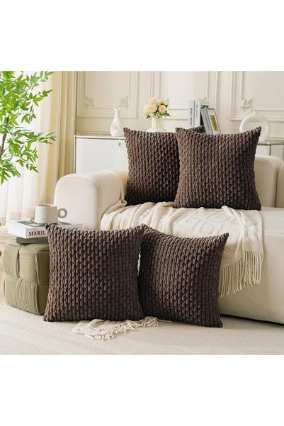 Cozoomy Kozumi 4 Pack Decorative Pillow Covers, Ribbed Velvet Throw Pillow Co...