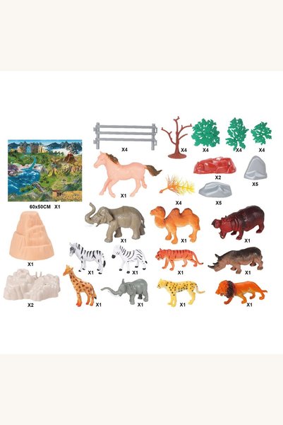 Comerivo Joaca cu animale salbatice: set din plastic cu 50 de bucati pentru c...