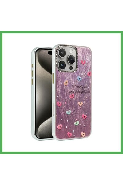 Nur store Çanta iPhone 16 Pro Compatible Case: Blade Mirrored Pattern Cover -...
