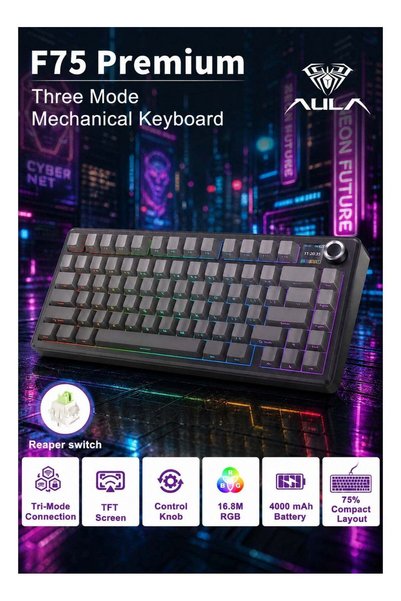 Aula F75 Premium Custom Edition 75% Mechanical Gaming Keyboard with Full-key ...