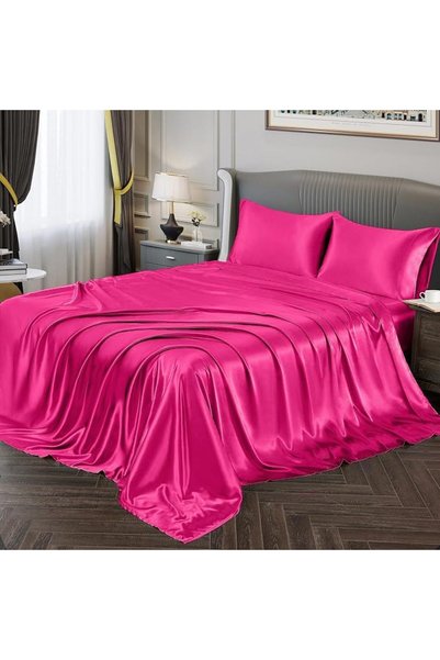 GENERAL Fontei Soft Silky Satin Full Size Bed Sheet Set, Beige Amber, 1 X Fit...