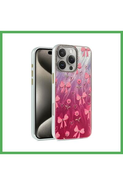 Nur store Çanta iPhone 16 Pro Compatible Case: Blade Mirrored Pattern Cover -...