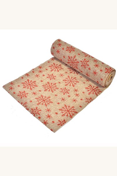 Comerivo Tesatura decorativa Craciun bej cu fulgi rosii glitter, rola 5m x 24...
