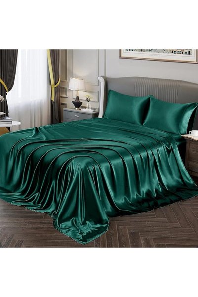 GENERAL Fontei Soft Silky Satin Full Size Bed Sheet Set, Beige Amber, 1 X Fit...
