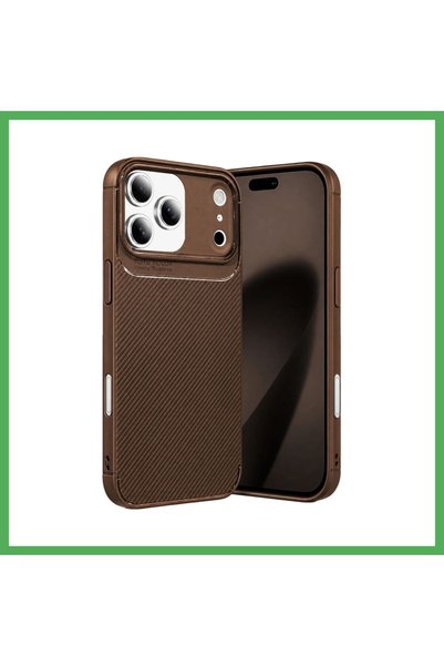 Nur store Çanta iPhone 17 Pro Max Compatible Auto Focus Carbon Case - Brown B...