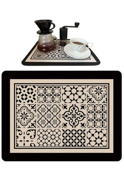 TDAO Coffee Mat Coffee Bar Mat Hide Stain Absorbent Drying Mat with Waterproo...
