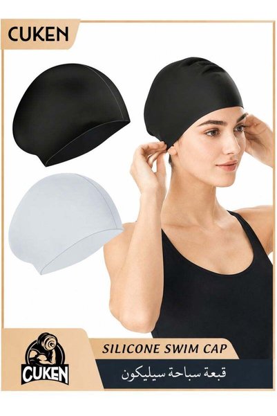 Cuken 3 Pieces Swimming Caps Comfortable Fabric Swimming Hat Premium Quality ...