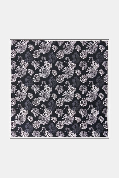 Kayra Silk Twill Scarf, Black