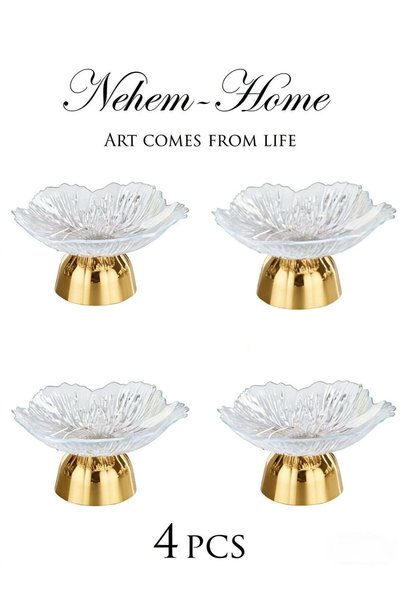 nehem 4 PCS Clear Serving Tray, Serving Plate, Elegant Floral Pattern Clear T...
