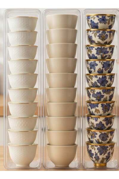 ABJ 3-Piece Transparent Cup & Spoon Organizer Set – Multipurpose Drawer Stora...