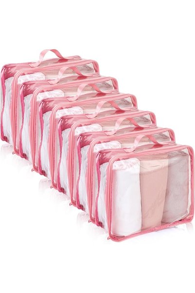 Hillban 6 Pieces Large Clear Travel Packing Cube Clear Vinyl Zippered Storage...