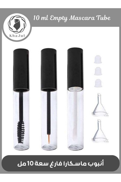 KHAJUL 3-Piece Empty Mascara Eyeliner and Gloss Tubes Black Eyelash Cream Con...