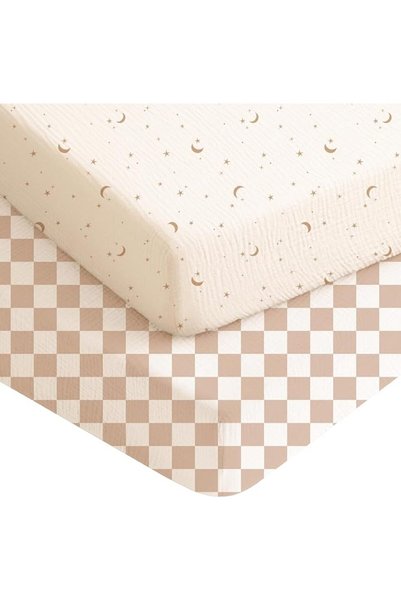 KASTWAVE Muslin Crib Sheets, Soft, Breathable, Hypoallergenic Cotton Baby Bed...