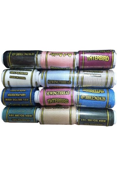 Generic Polyester Sewing Thread Set, 1000 Yards, 12 Spools, Assorted Colours