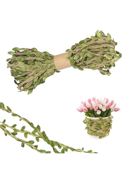 Bukela Natural Leaf Jute Ribbon Twine 5m for Wedding Party Garden Decor Green...